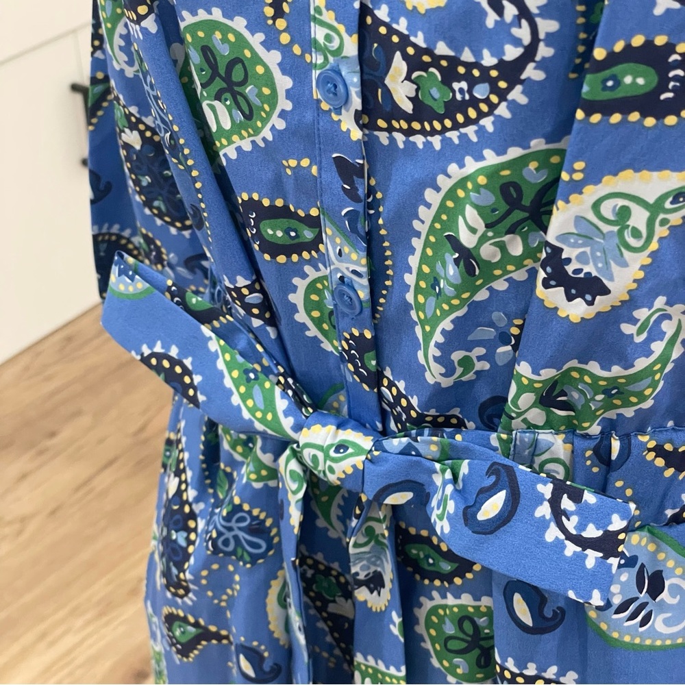 NWT S M L XL XXL Blue green and white bohemian colorful midi dress with pockets - Picture 6 of 10